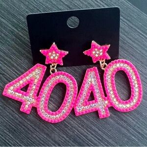Vibrant Pink Star and Number Earrings